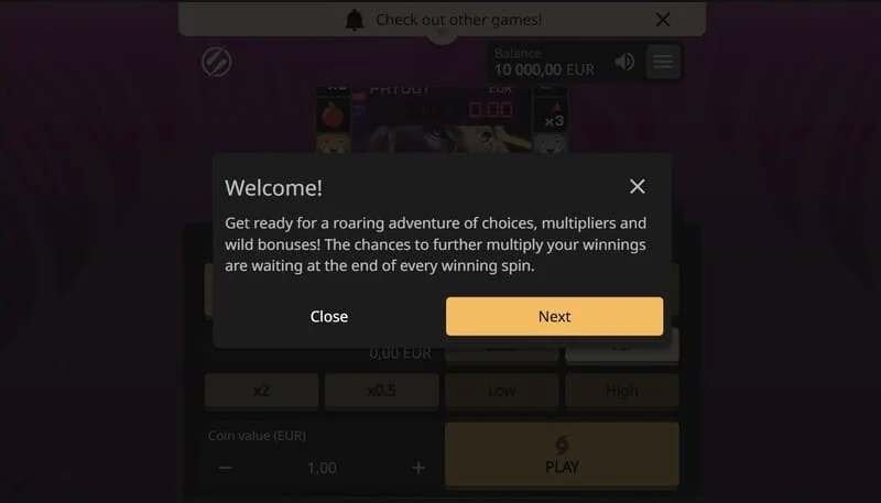Lion Zama Fruits Bonus Spins - sesi aktif dengan simbol buah klasik dan 777